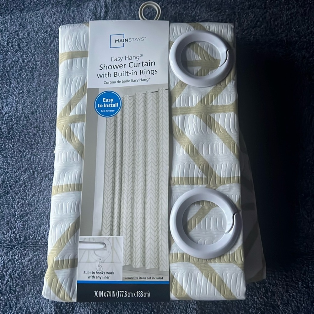 Mainstays Willcrest Easy Hang Fabric Shower Curtain, 70" x 74", Sage Green